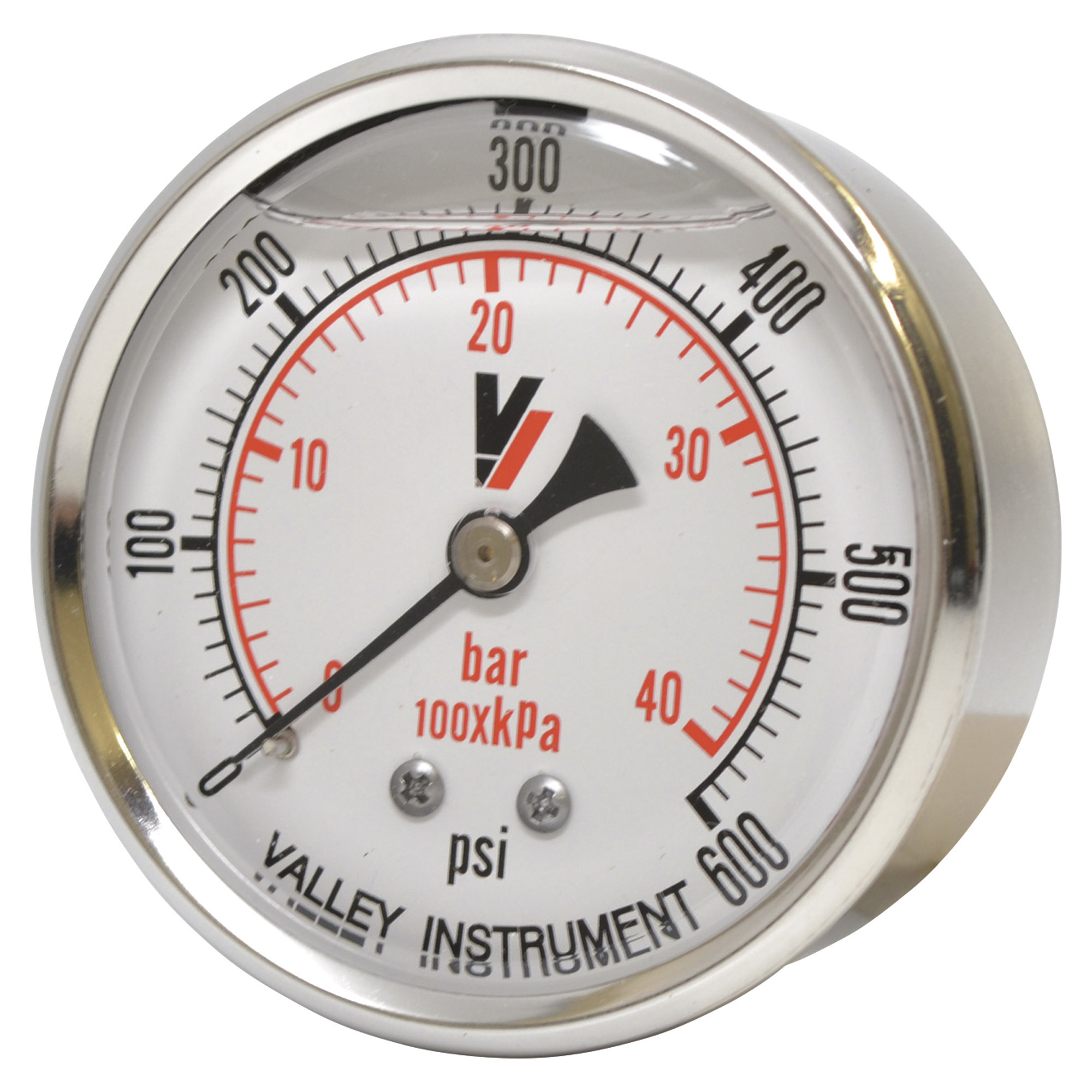 Valley Industries, 2.5in. Back Mt Gauge 600PSI, Case Material Stainless Steel, Min. Operating Pressure 0 PSI, Max. Operating Pressure 600 PSI, Model# 2240GXB600